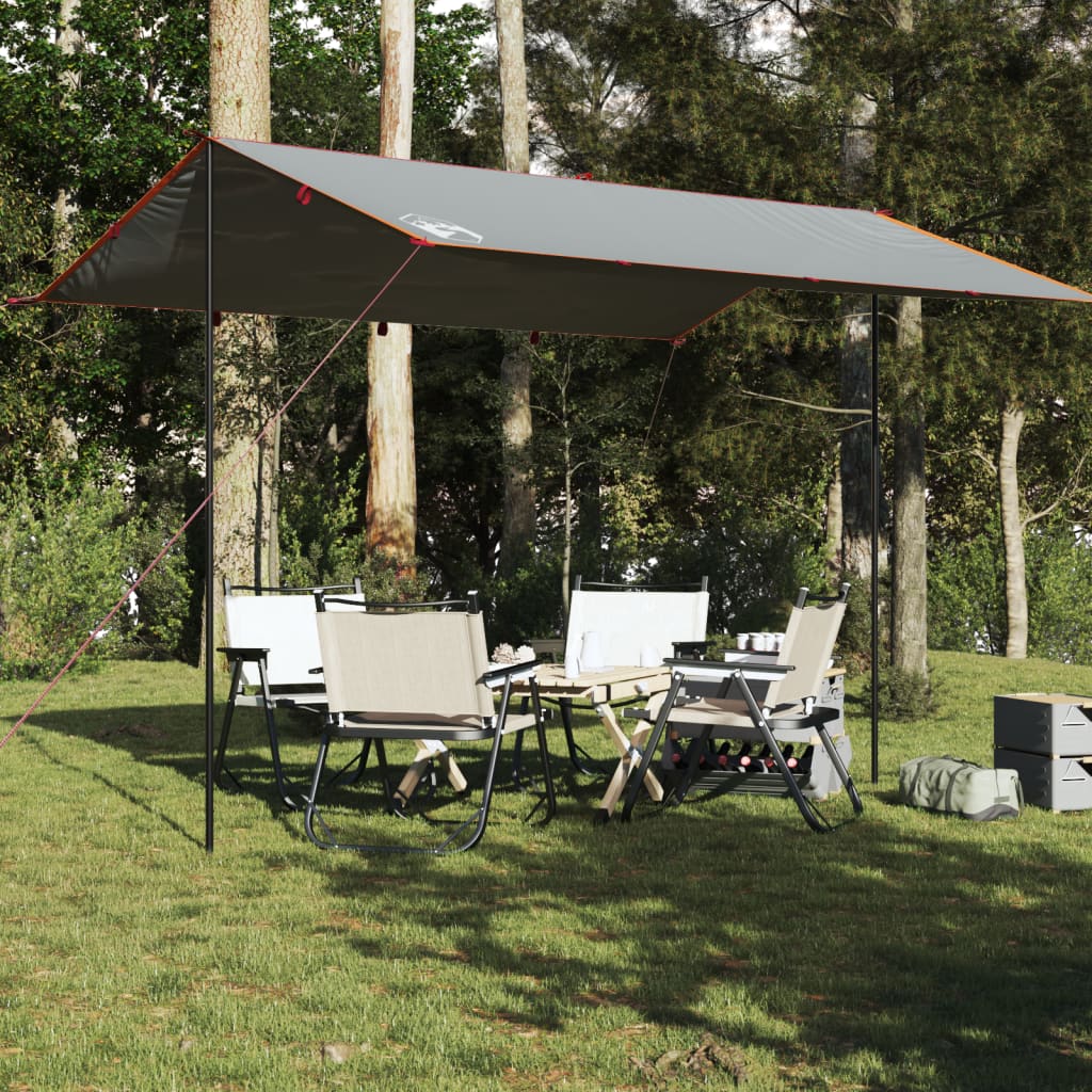 vidaXL Telone da Campeggio Grigio/Arancione 400x294 cm Impermeabile