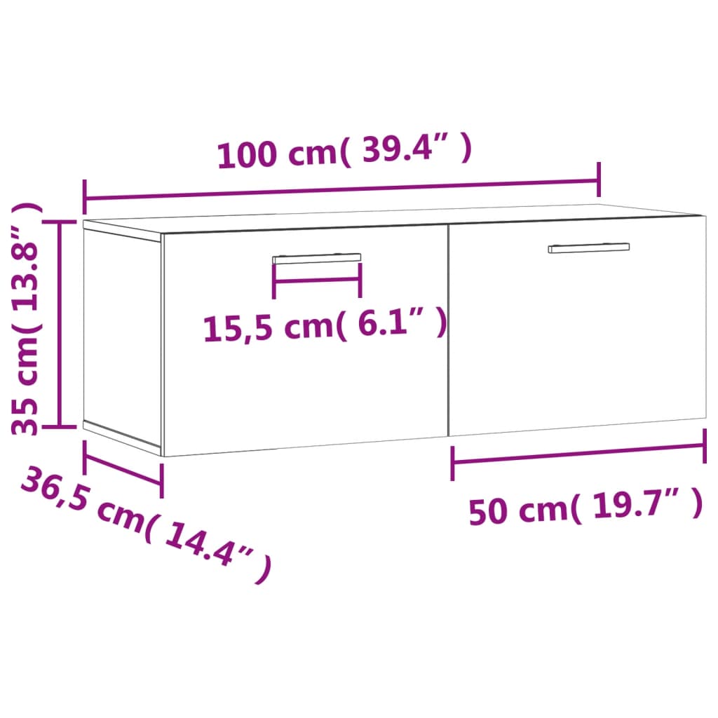 vidaXL Mobile a Parete Rovere Marrone 100x36,5x35 cm Legno Multistrato