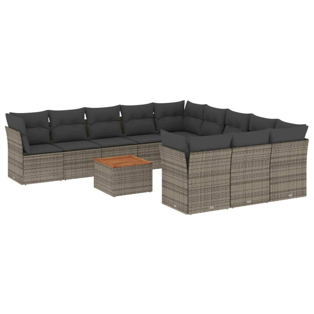 vidaXL Set Divani da Giardino 12 pz con Cuscini Grigio in Polyrattan