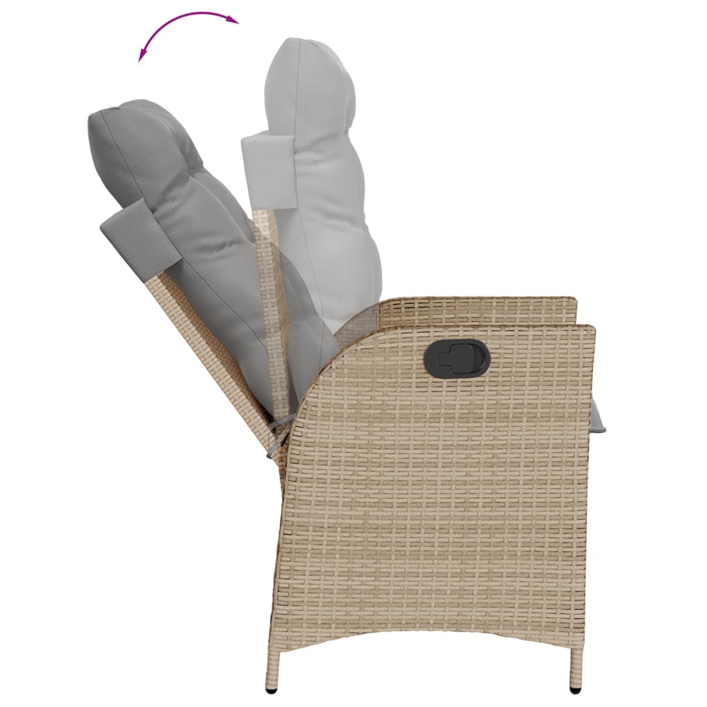 vidaXL Set Pranzo da Giardino 9 pz con Cuscini Beige Misto Polyrattan