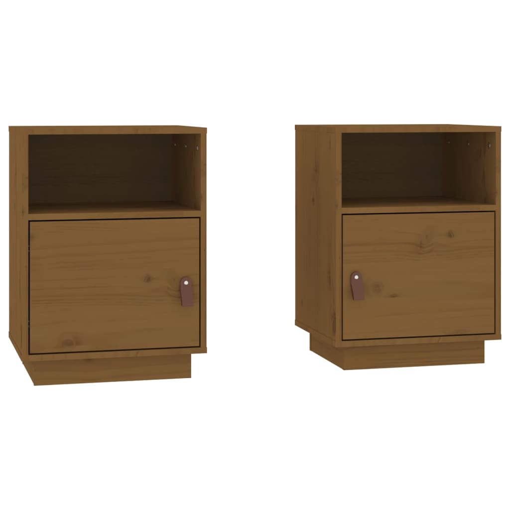 vidaXL Comodini Ambrati 2 pz 40x34x55 cm in Legno Massello di Pino