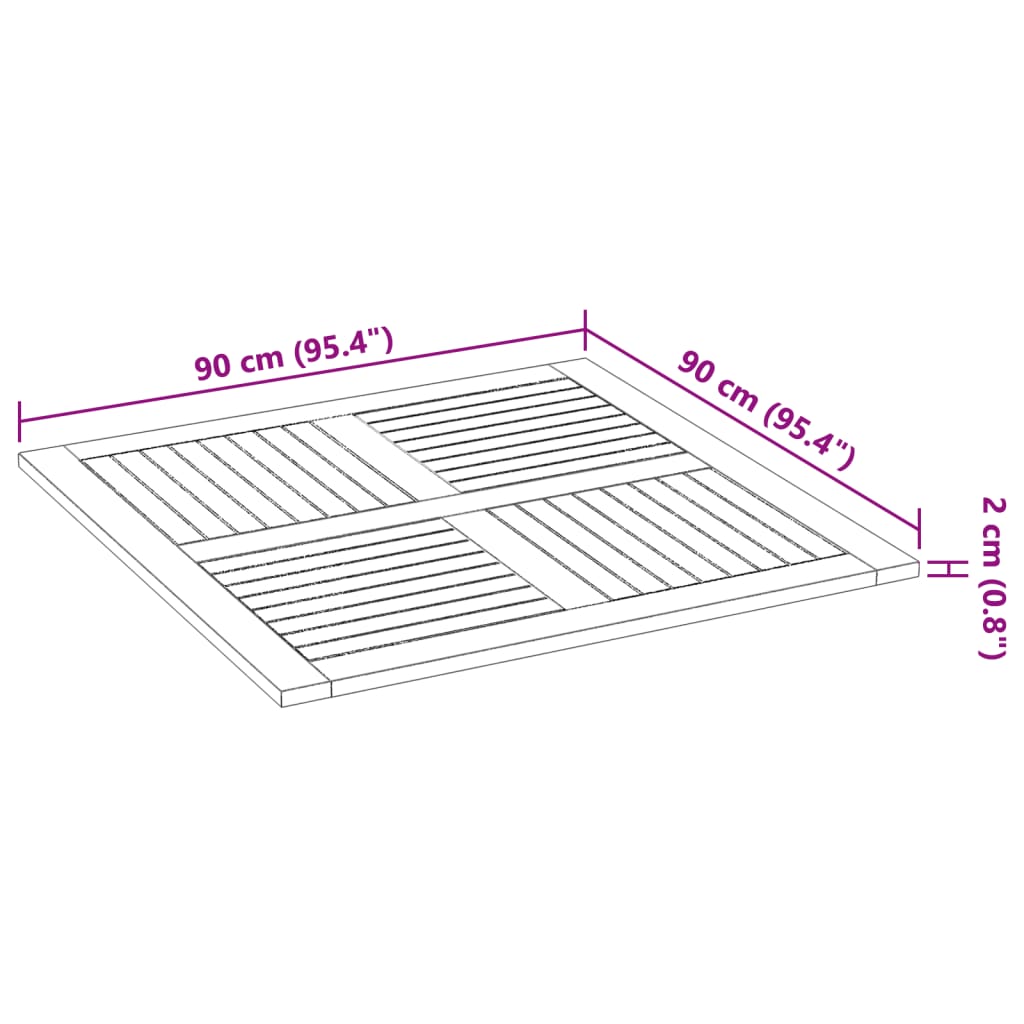 vidaXL Piano per Tavolo 90x90x2,2 cm Quadrato Legno Massello di Faggio