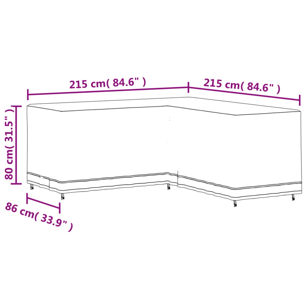 vidaXL Coperture per Divano a L 2pz 215x215x80 cm 420D Tessuto Oxford