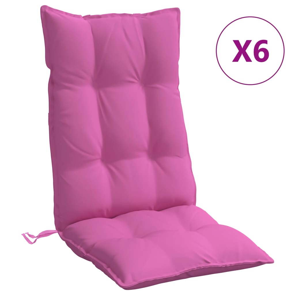 vidaXL Cuscini per Sedia con Schienale Alto 6pz Rosa in Tessuto Oxford