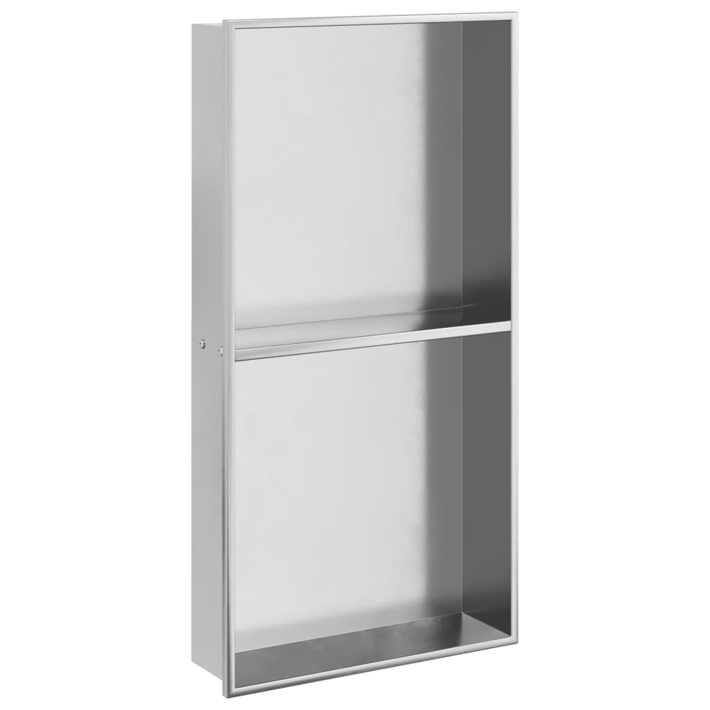 vidaXL Nicchia per Doccia Argento Spazzolato 32x62x9cm in Acciaio Inox