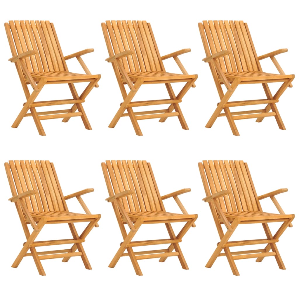 vidaXL Sedie da Giardino Pieghevoli 6pz 61x67x90cm Legno Massello Teak