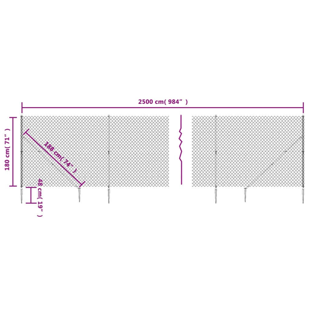 vidaXL Recinzione a Rete con Picchetti Ancoraggio Verde 1,8x25 m