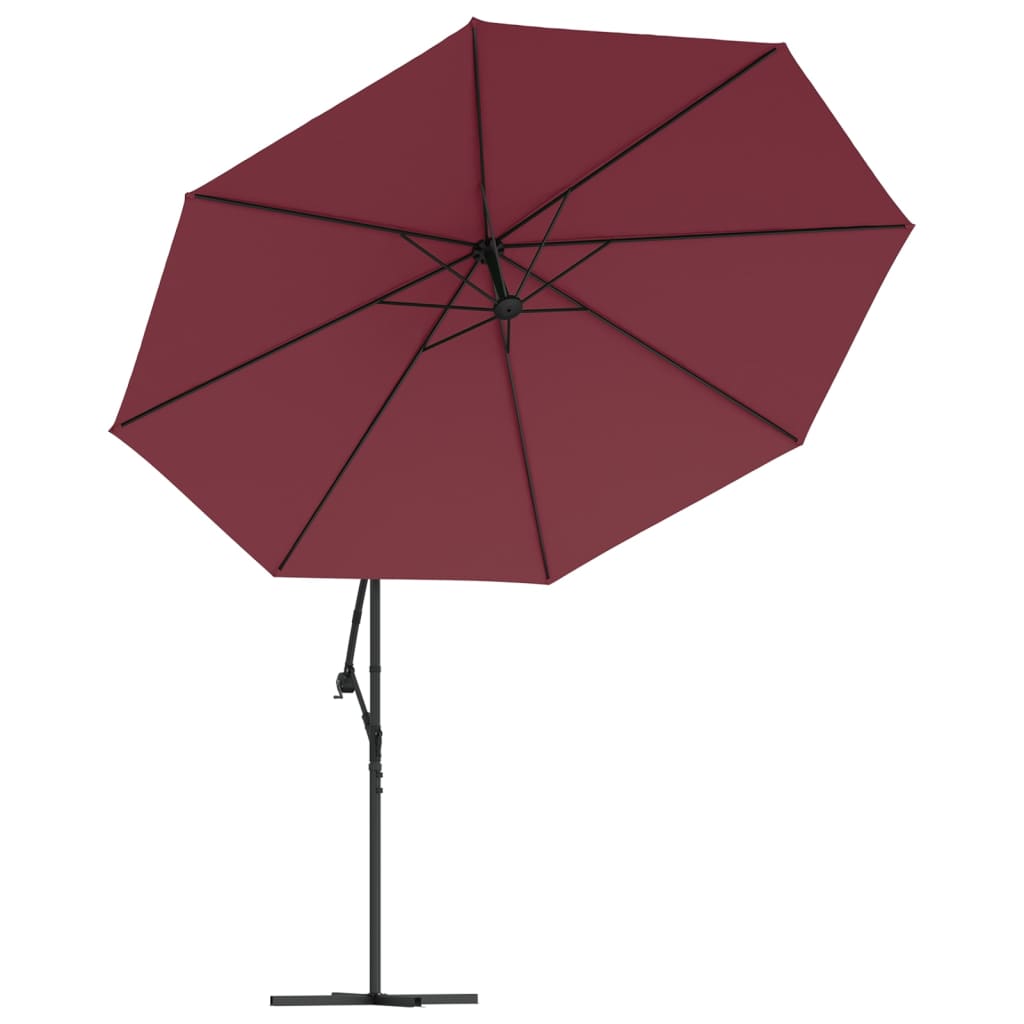 vidaXL Ombrellone a Sbalzo Palo in Alluminio 350 cm Rosso Bordeaux