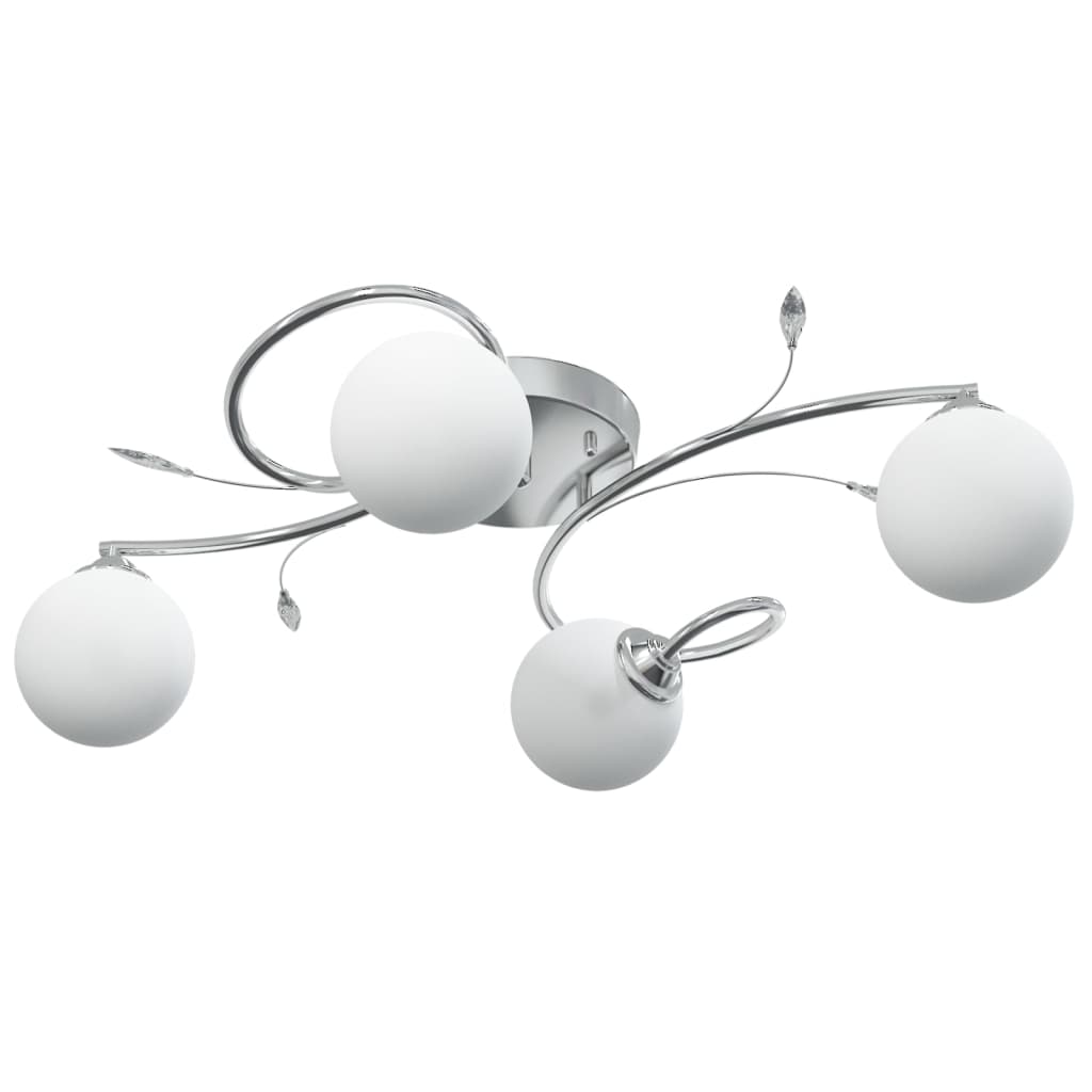 vidaXL Lampada Soffitto con Paralumi Tondi in Vetro per 4 Luci LED G9