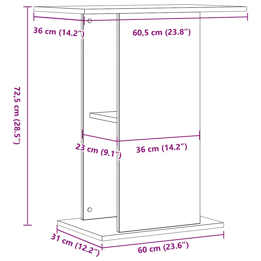 vidaXL Supporto Acquario Rovere Artigianale 36x60,5x72,5cm Truciolato