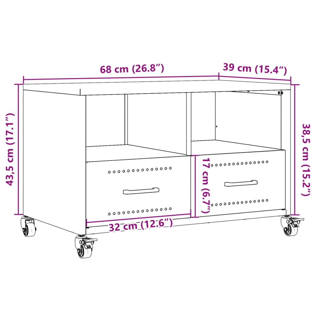 vidaXL Mobile TV Verde Oliva 68x39x43,5 cm in Acciaio