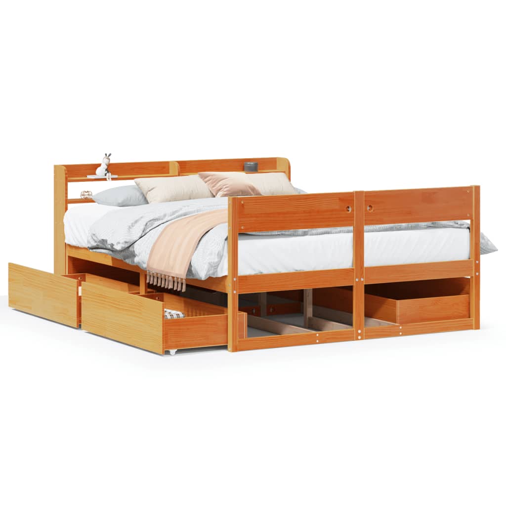 vidaXL Letto senza Materasso Marrone Cera 140x190 cm in Legno di Pino