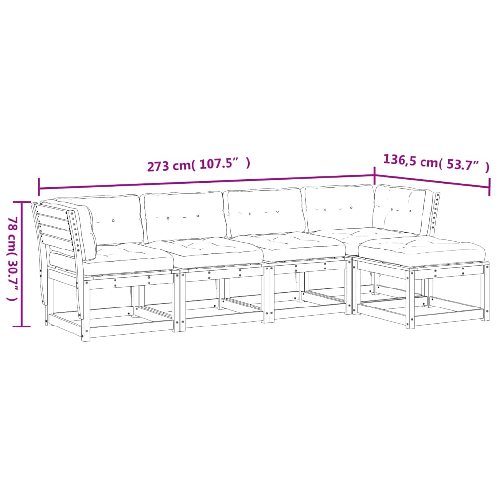 vidaXL Set Divani Giardino 5 pz con Cuscini Legno Massello di Douglas