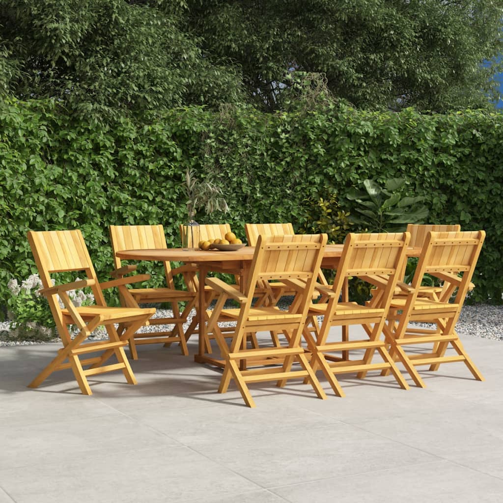 vidaXL Sedie da Giardino Pieghevoli 8pz 55x61x90cm Legno Massello Teak