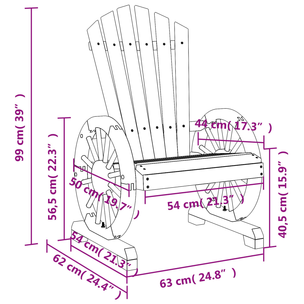 vidaXL Sedie da Giardino Adirondack 4 pz in Legno Massello di Abete