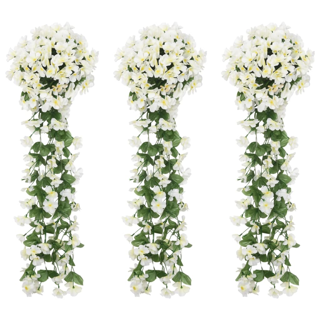 vidaXL Ghirlande Fiori Artificiali Natale 3 pz Bianco 85 cm