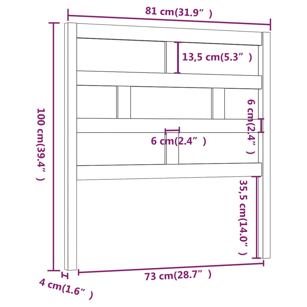 vidaXL Testiera per Letto Bianca 81x4x100 cm in Legno Massello di Pino