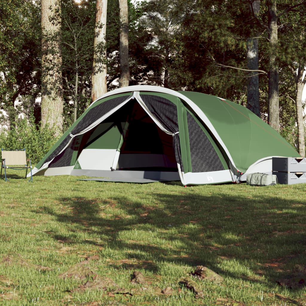 vidaXL Tenda Familiare Cabina per 6 Persone Verde Impermeabile