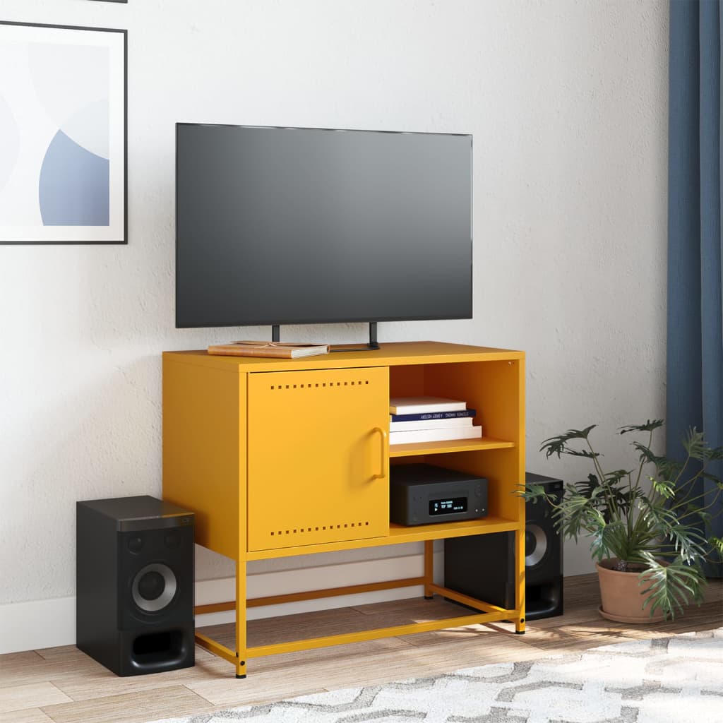 vidaXL Mobile TV Giallo Senape 68x39x60,5 cm in Acciaio