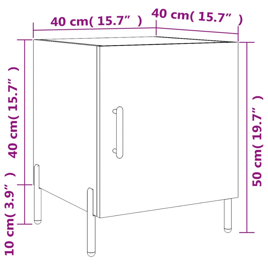 vidaXL Comodino Bianco Lucido 40x40x50 cm in Legno Multistrato