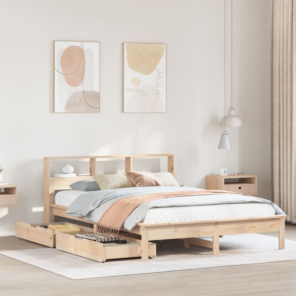 vidaXL Letto Libreria senza Materasso 140x190 cm in Legno di Pino