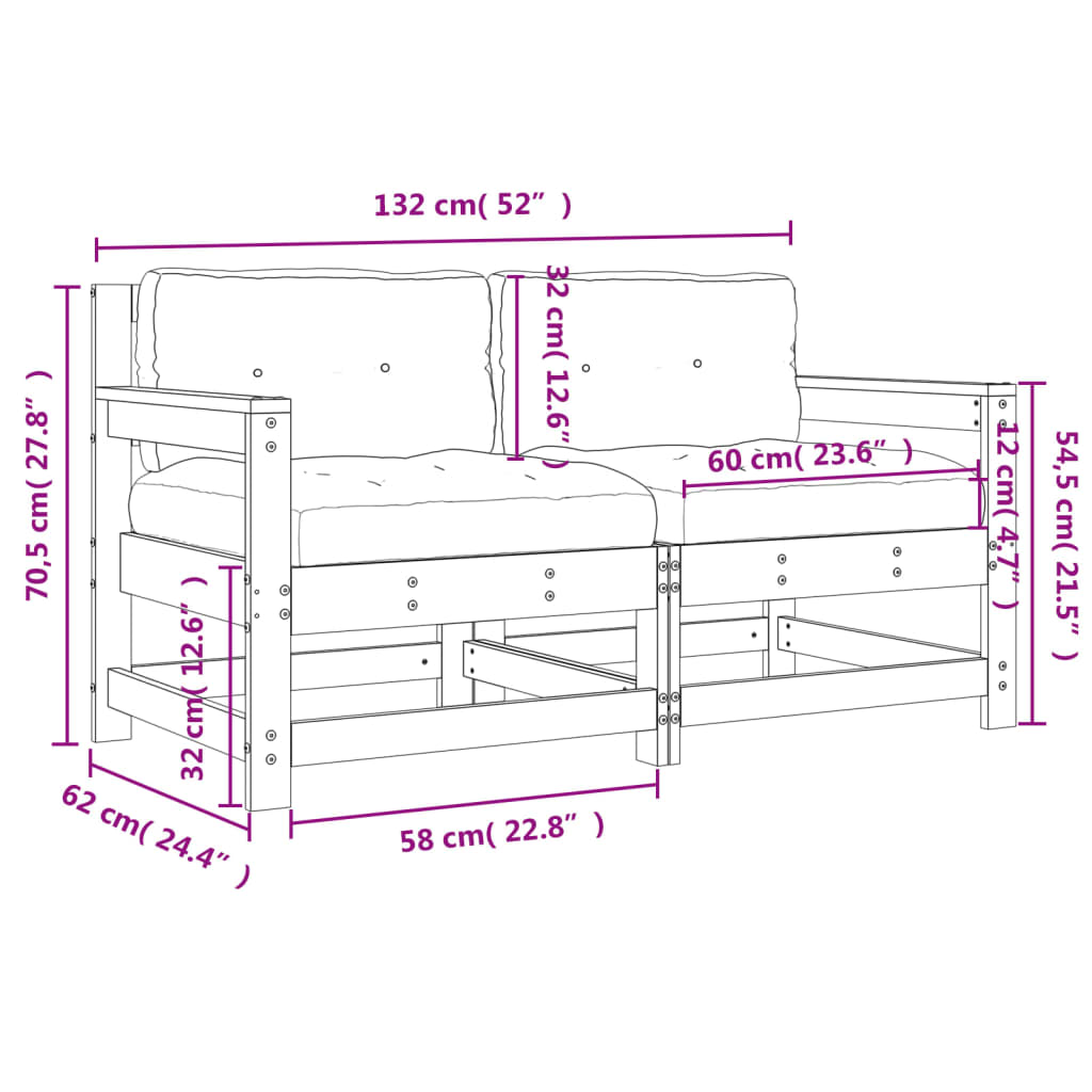 vidaXL Sedie da Giardino con Cuscini 2pz Legno Massello di Pino Grigio