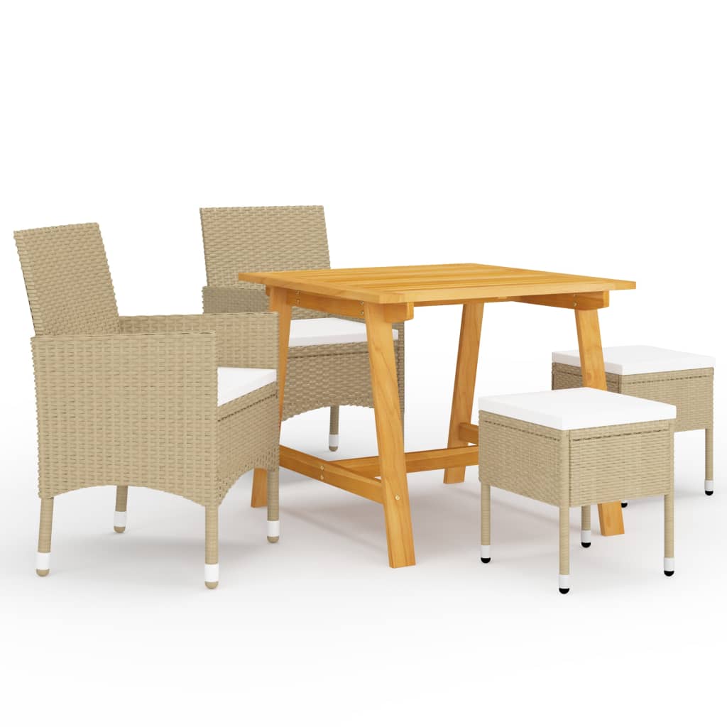 vidaXL Set Mobili da Pranzo per Giardino 5 pz Beige