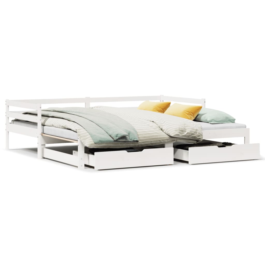 vidaXL Dormeuse Letto Estraibile e Cassetti Bianco 90x190cm Legno Pino