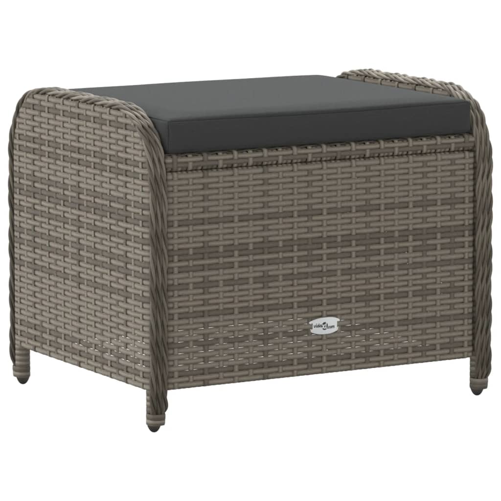 vidaXL Sgabello Giardino con Cuscino Grigio 58x46x46 cm in Polyrattan