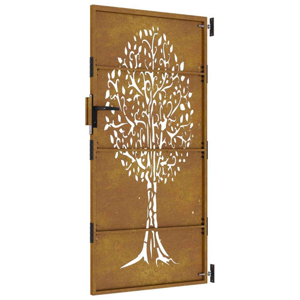 vidaXL Cancello da Giardino 85x200 cm in Acciaio Corten Design Albero