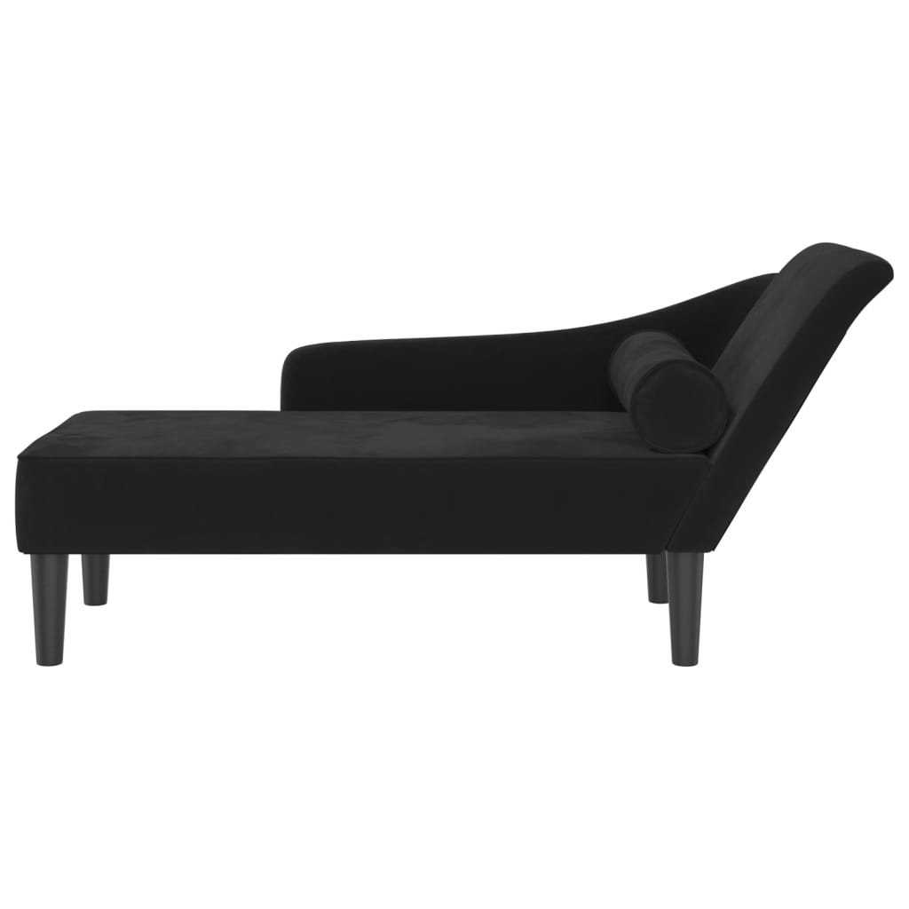 vidaXL Chaise Lounge con Cuscini Nero in Velluto