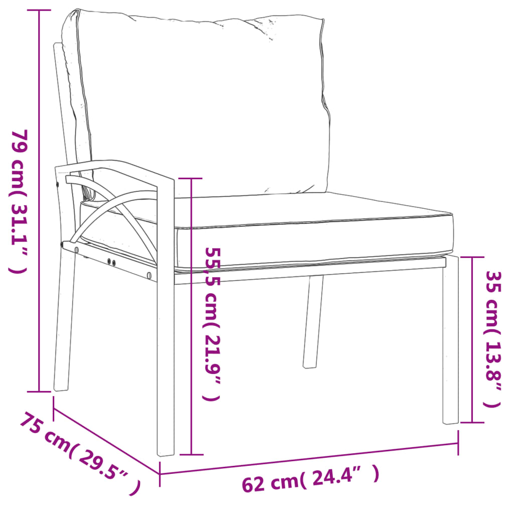 vidaXL Set Mobili da Giardino 11 pz con Cuscini Grigi in Acciaio