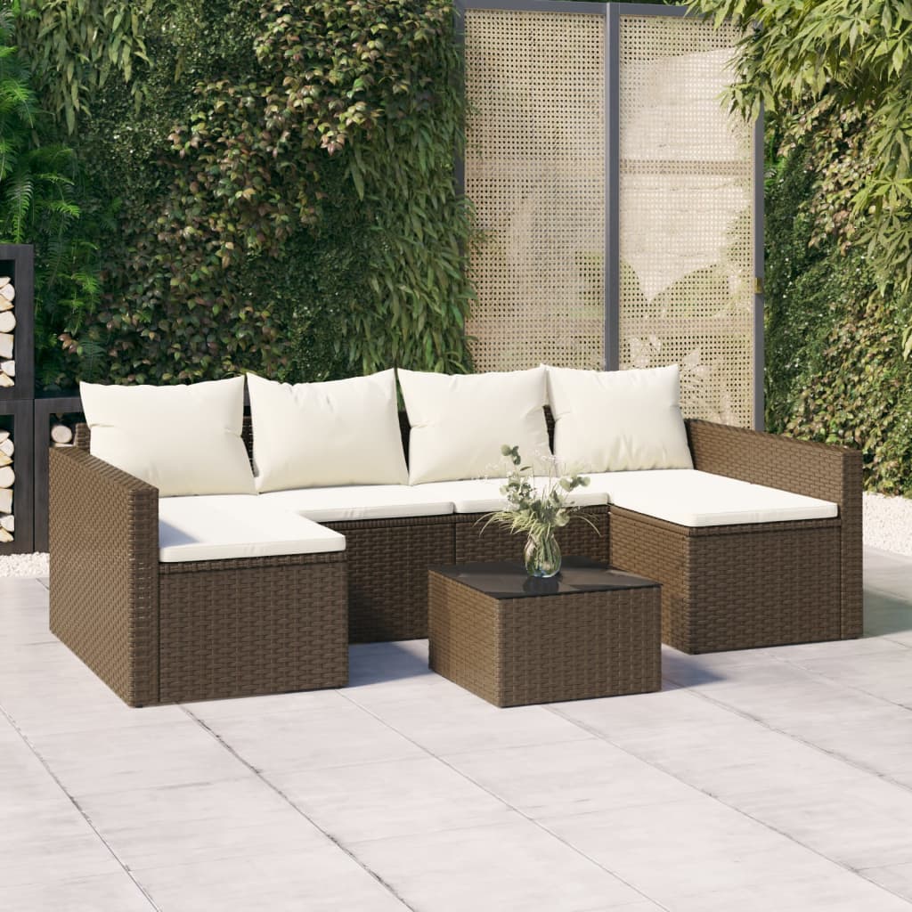 vidaXL Set Divani da Giardino 2 pz con Cuscini in Polyrattan Marrone