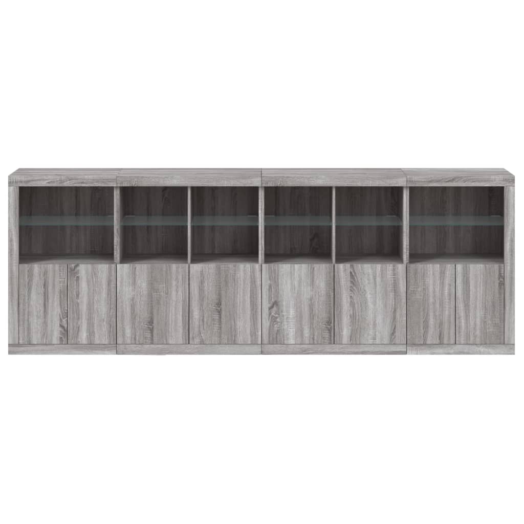 vidaXL Credenza con Luci LED Grigio Sonoma 283x37x100 cm