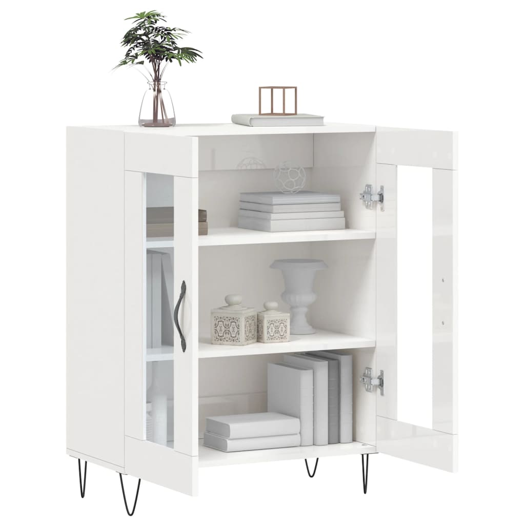 vidaXL Credenza 69,5x34x90 cm in Legno Multistrato Bianco Lucido