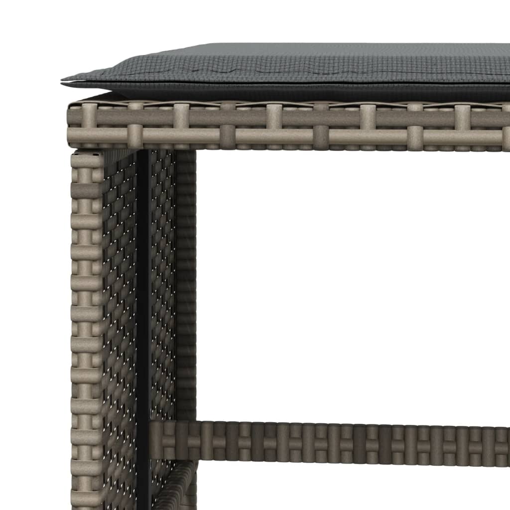 vidaXL Sgabelli Giardino con Cuscini 4 pz Grigi 40x40x35 cm Polyrattan