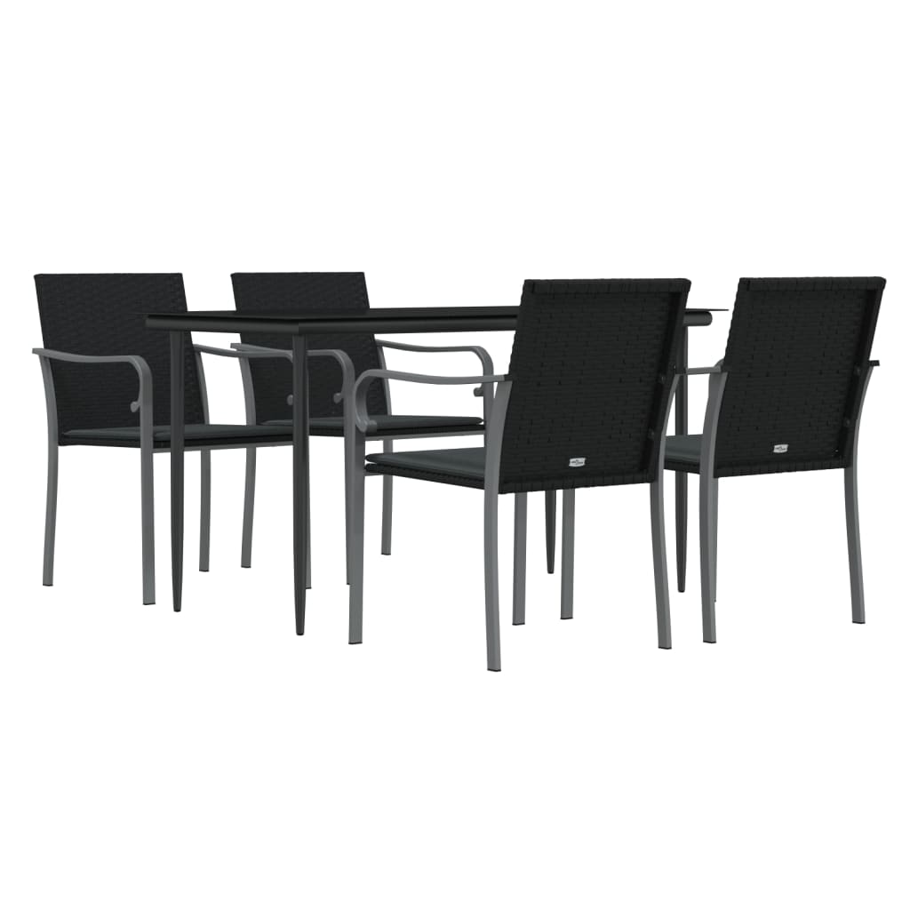 vidaXL Set Pranzo da Giardino 5pz con Cuscini in Polyrattan e Acciaio