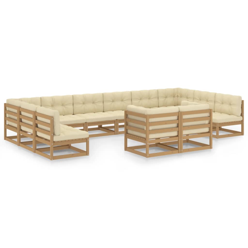 vidaXL Set Salotto Giardino e Cuscini 12 pz Legno Massello Pino Ambra