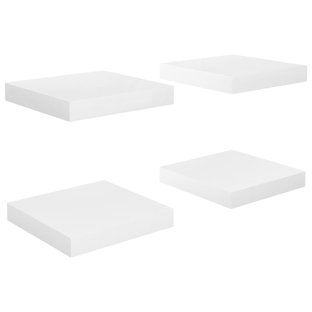 vidaXL Scaffali a Parete 4 pz Bianco Lucido 23x23,5x3,8 cm in MDF