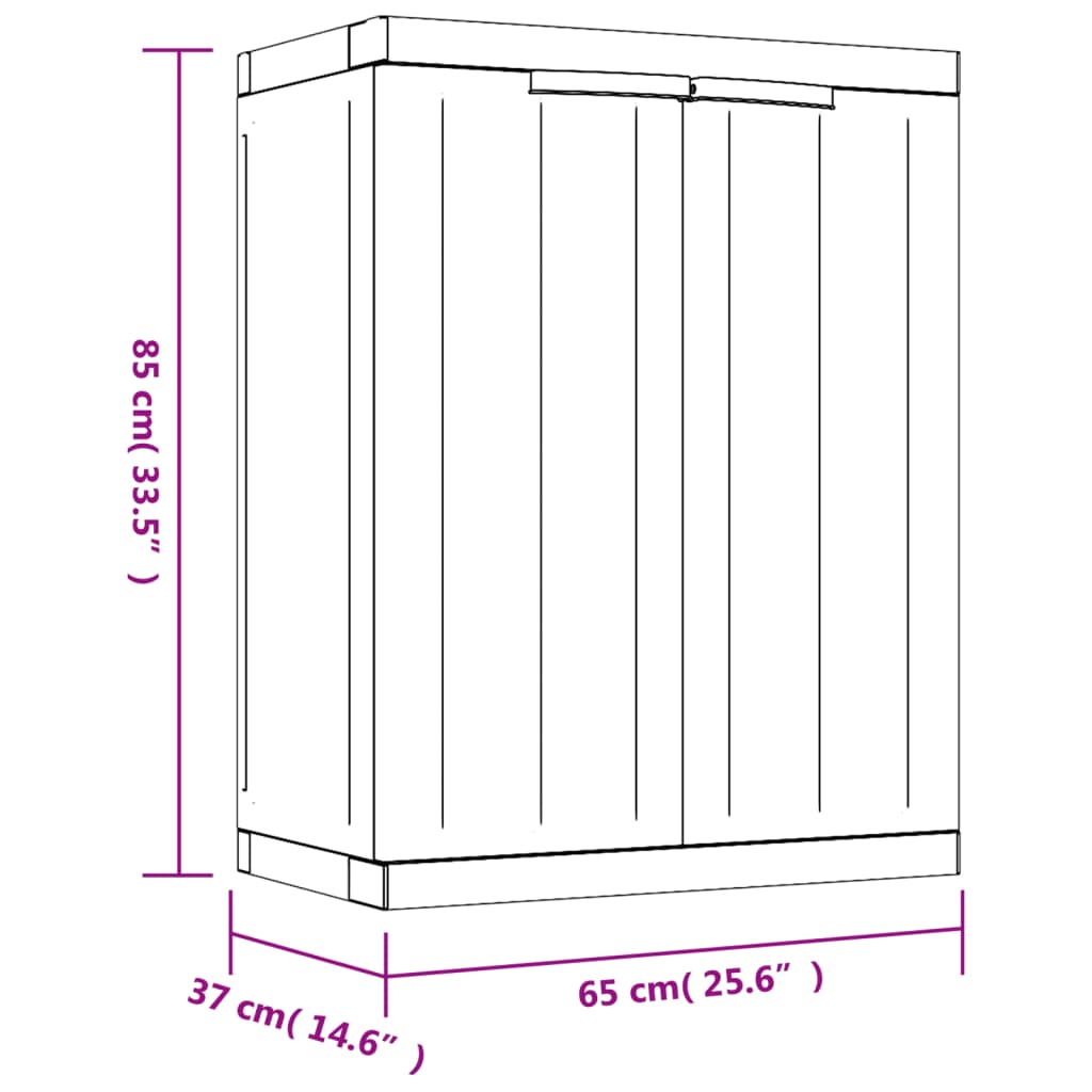 vidaXL Armadio da Esterno Grigio e Nero 65x37x85 cm in PP