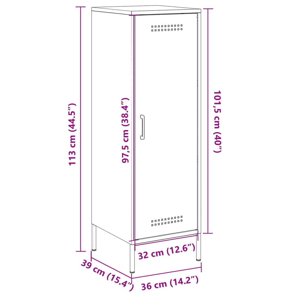 vidaXL Credenza Nera 36x39x113 cm in Acciaio