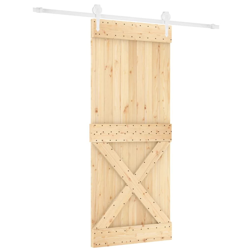 vidaXL Porta Scorrevole con Set Hardware 85x210 cm Legno Massello Pino