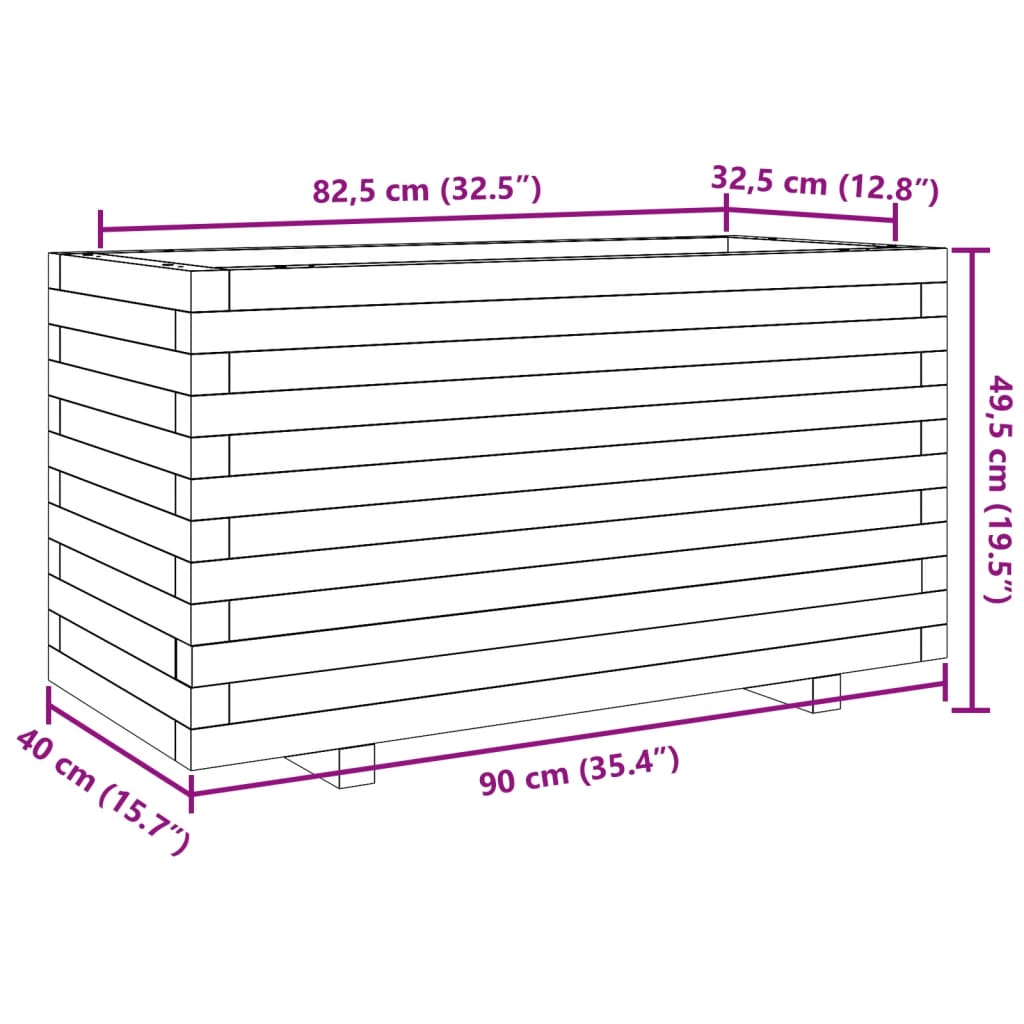 vidaXL Fioriera da Giardino 90x40x49,5 cm in Legno di Pino Impregnato