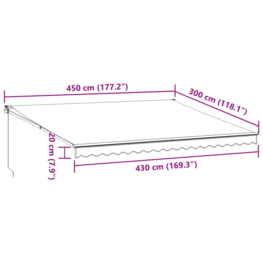 vidaXL Tenda Sole Retrattile Manuale 450x300 cm Marrone