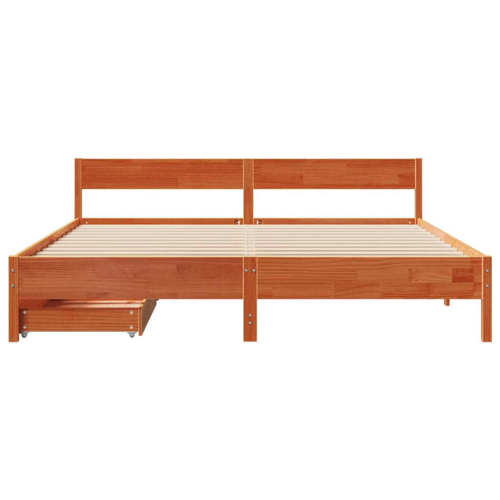 vidaXL Letto senza Materasso Marrone Cera 200x200 cm in Legno di Pino