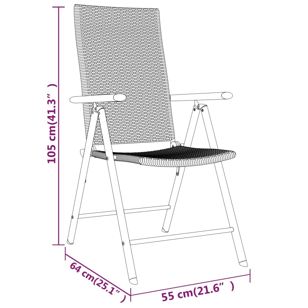 vidaXL Set Mobili da Pranzo per Giardino 7 pz Nero