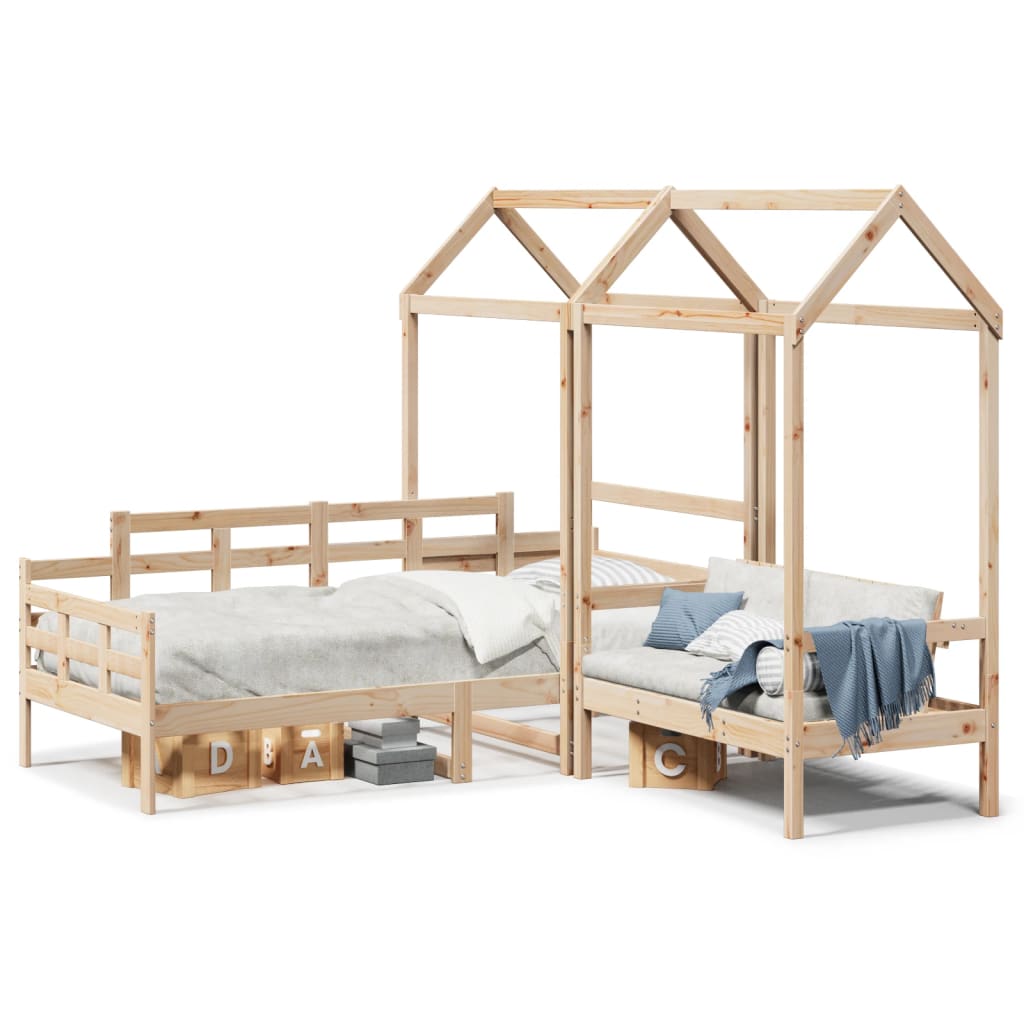 vidaXL Set Dormeuse e Panca con Tetto 90x200cm Legno Massello di Pino