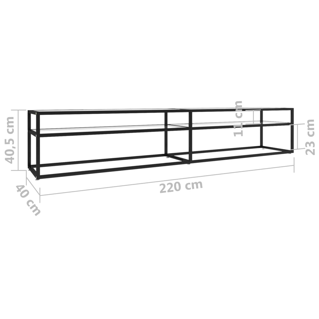 vidaXL Mobile Porta TV Trasparente 220x40x40,5 cm in Vetro Temperato