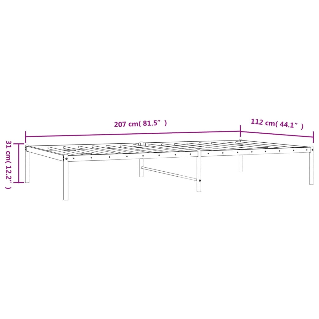 vidaXL Giroletto in Metallo Nero 107x203 cm