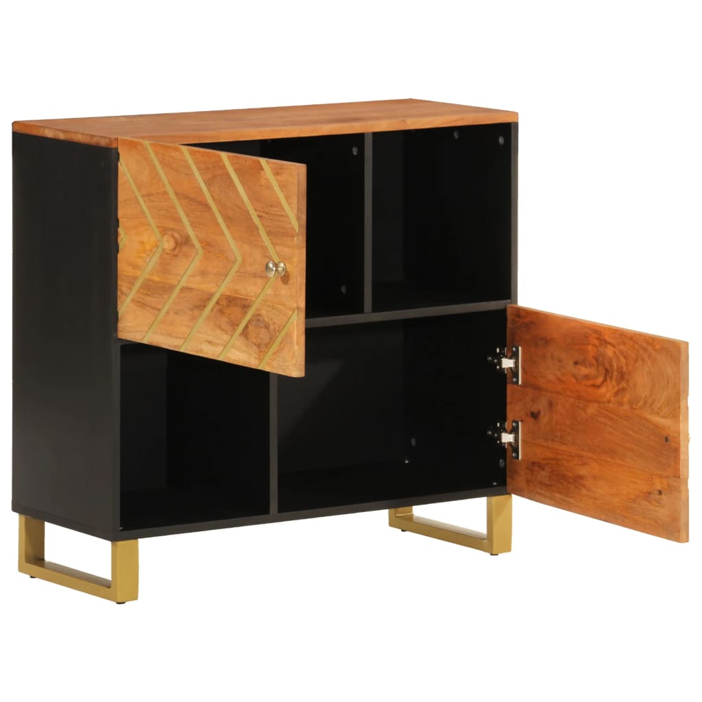 vidaXL Credenza Marrone e Nera 80x33,5x75cm in Legno Massello di Mango